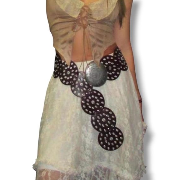 y2k Accessories - New Round Buckle Y2K Style Belt In Brown/Gold Combo